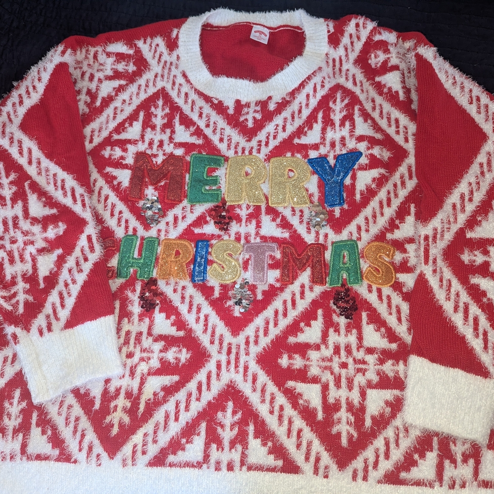Festive Red and White Christmas Sweater